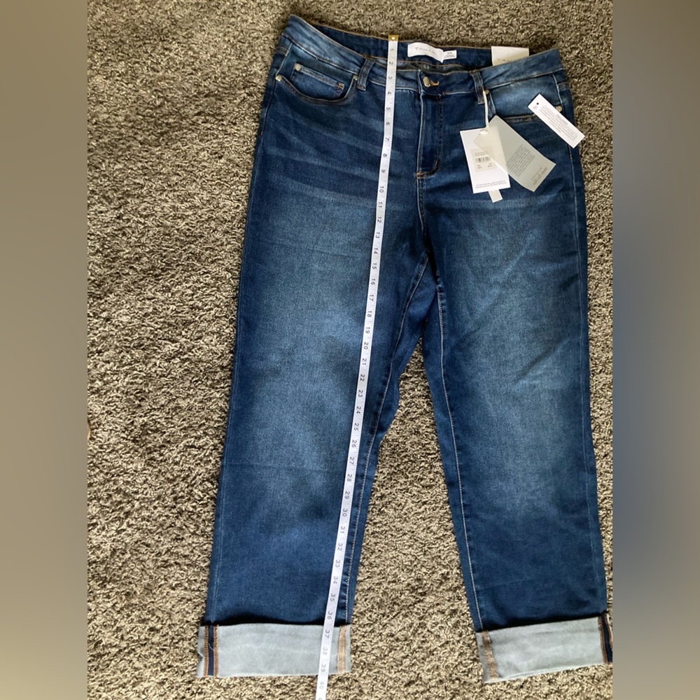 Tahari Women's Boyfriend Jeans - Dark Blue - Picture 2 of 8